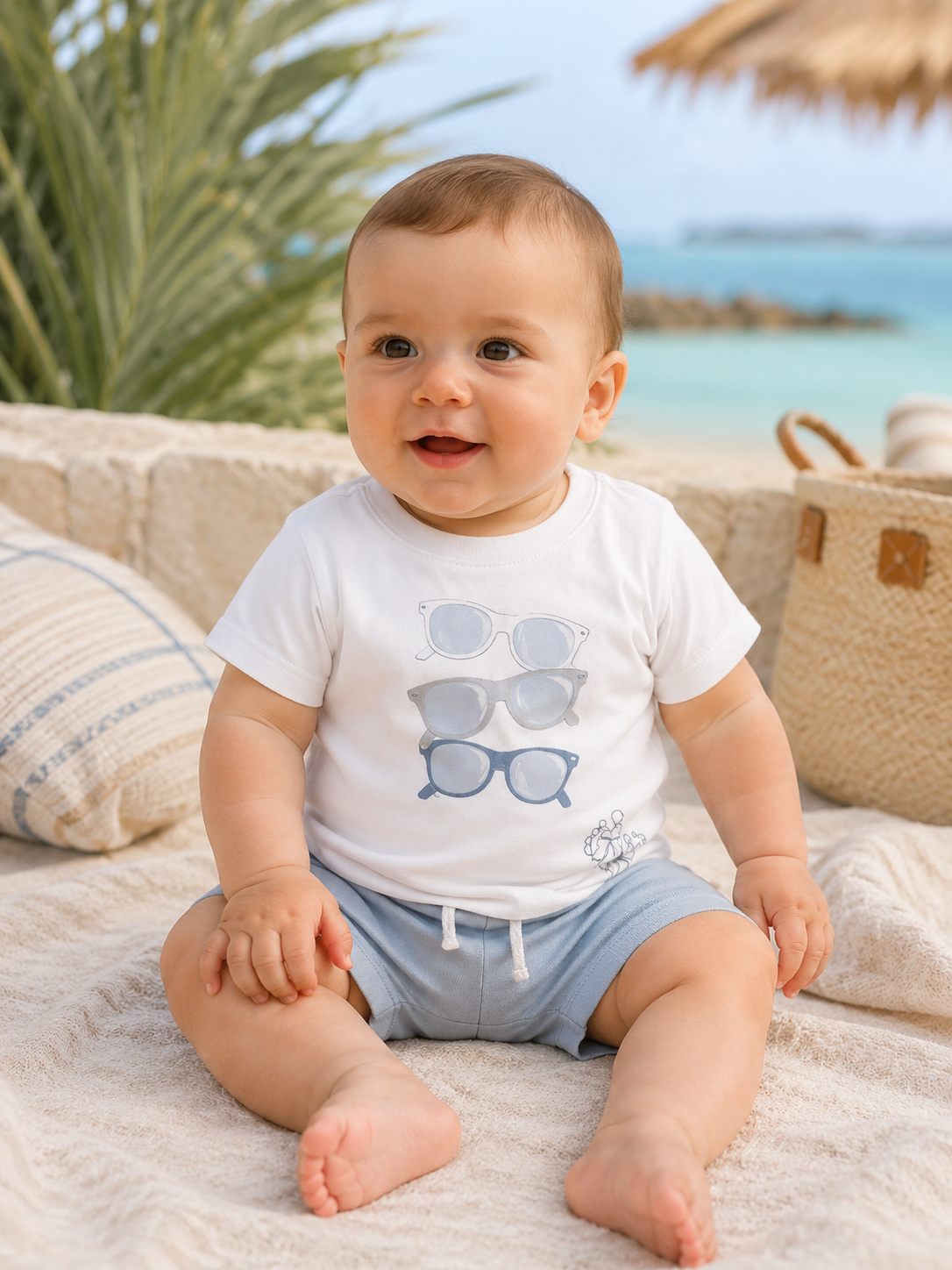 T-shirt bianca occhiali