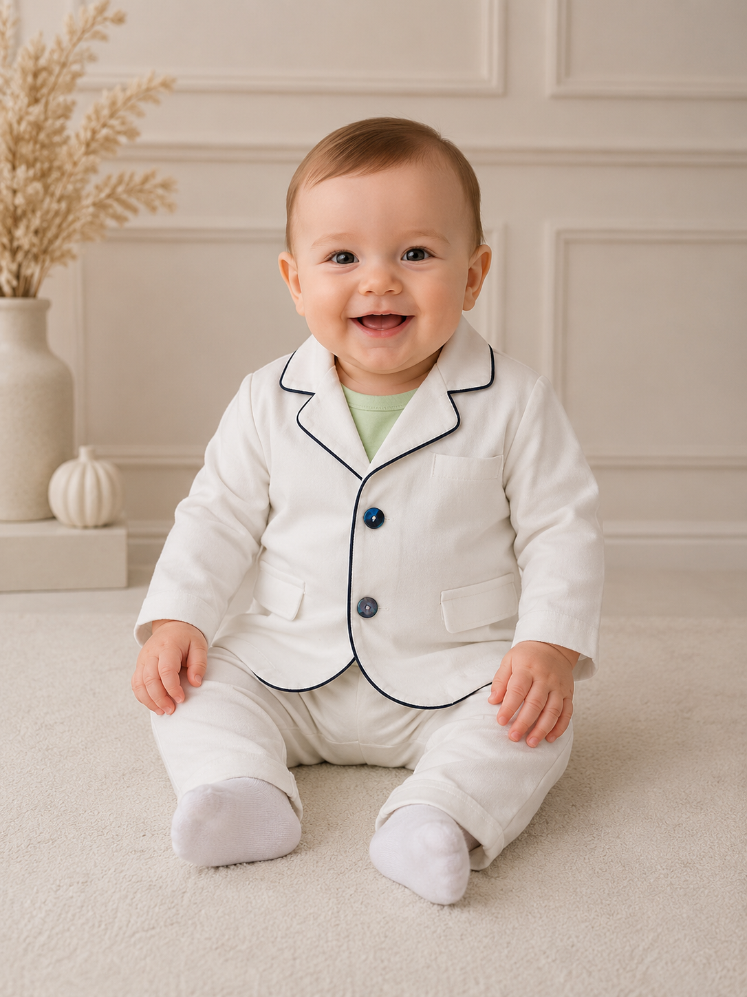 Giacca bianca rifiniture blue