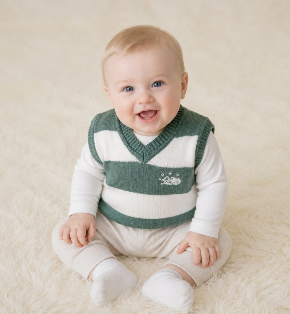 Gilet bianco e verde