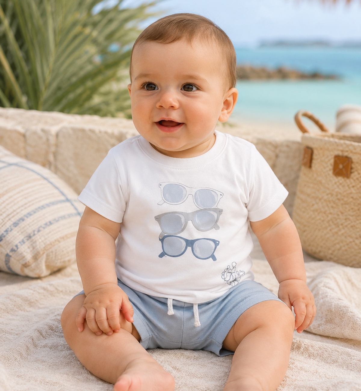 T-shirt bianca occhiali