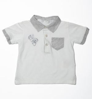 Polo colletto a righe grigie