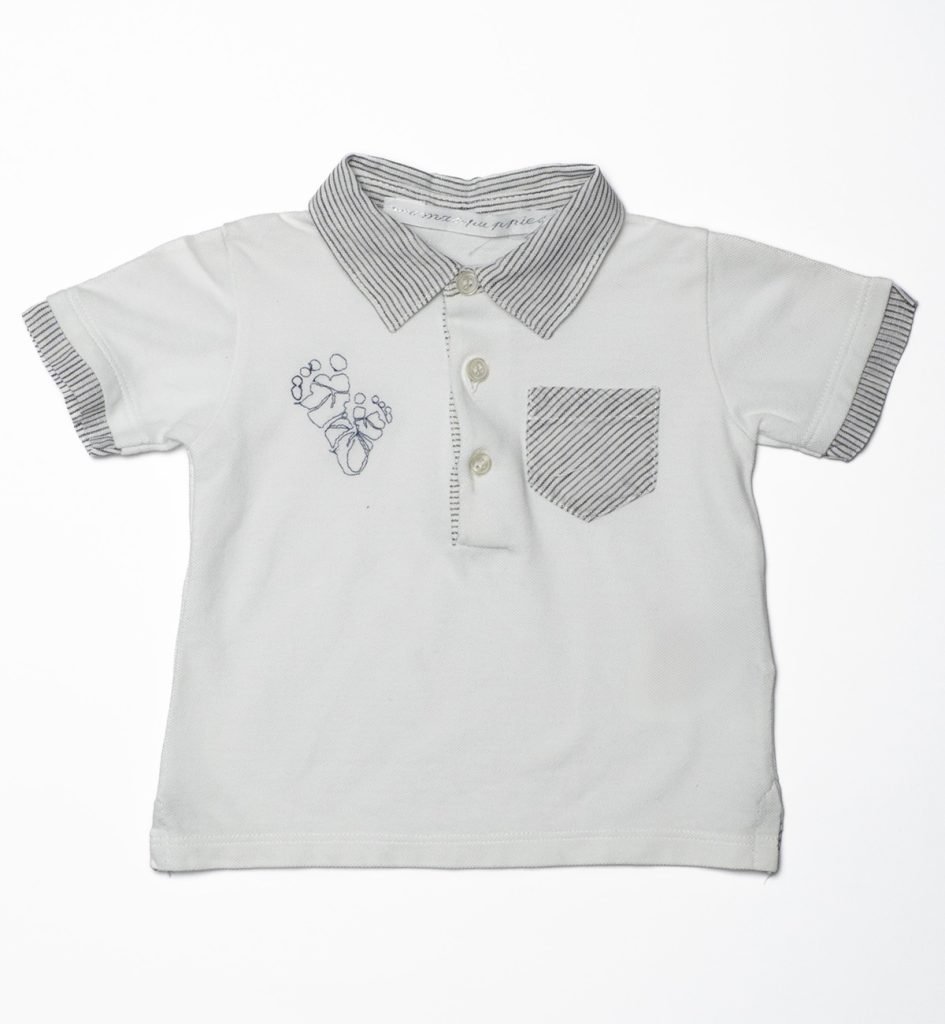 Polo colletto a righe grigie