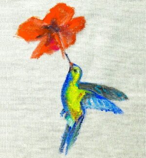 Colibrì con hibiscus