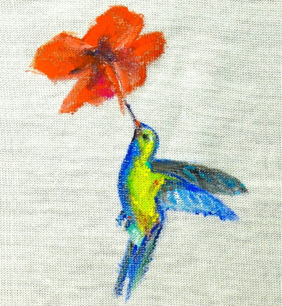 Colibrì con hibiscus